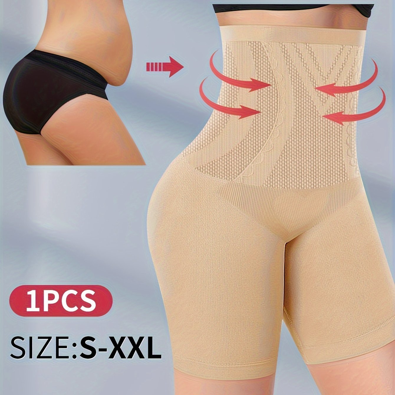 High-Waist Tummy Control Seamless Shapewear Panties for Women Nylon Blend