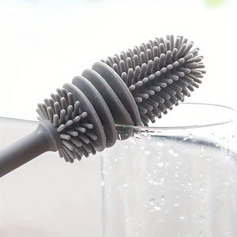 Reusable Long-Handled Silicone Cleaning Brush for Cups Bottles and Surfaces