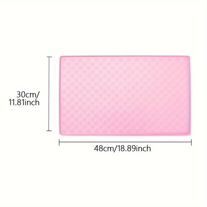 Alfombrilla de silicona gris para mascotas con diseño de huellas para gatos y perros