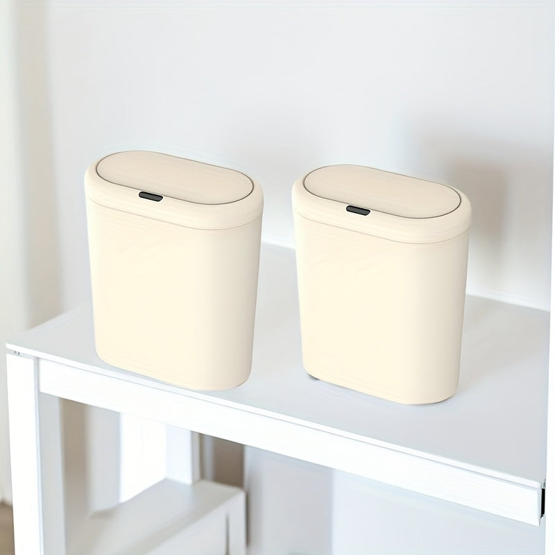 2 Aqlli induksiya axlat qutilari, avtomatik ochiladigan qopqoq, namlikka chidamli plastmassa, uy va yotoqxona uchun