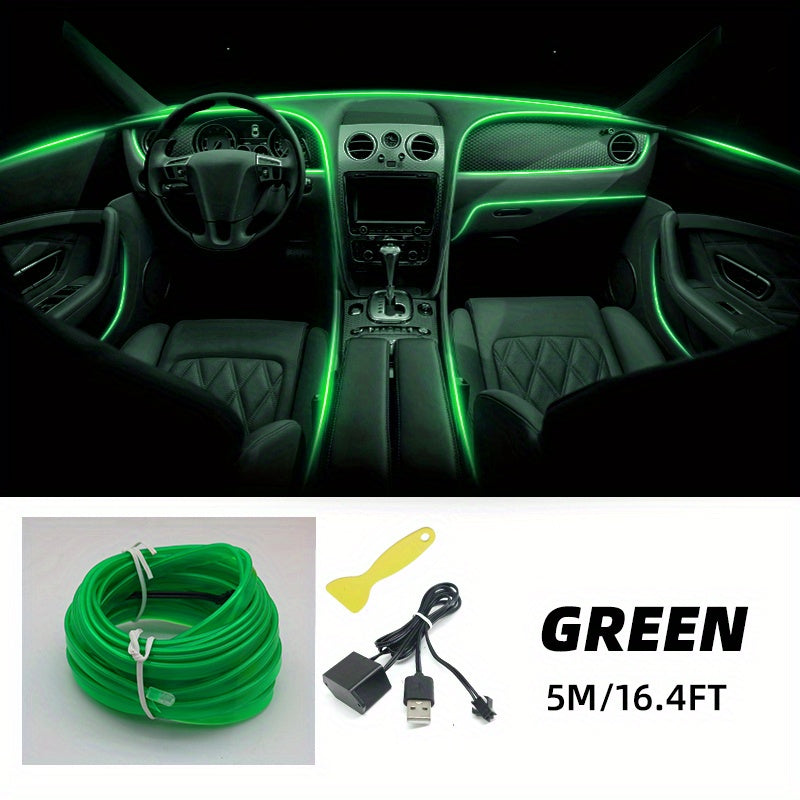 Car Interior LED Strip Lights 16.4Ft USB Neon Atmosphere Ambient Lighting