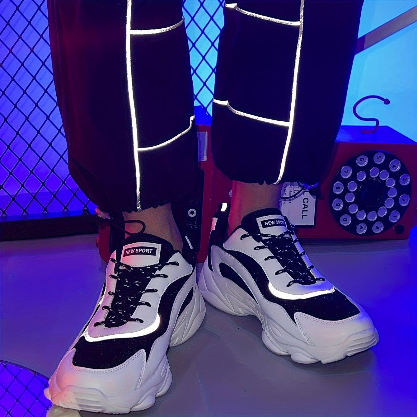 Men's Reflective Vintage Chunky Shoes for Outdoor Activities with Non-slip Soles