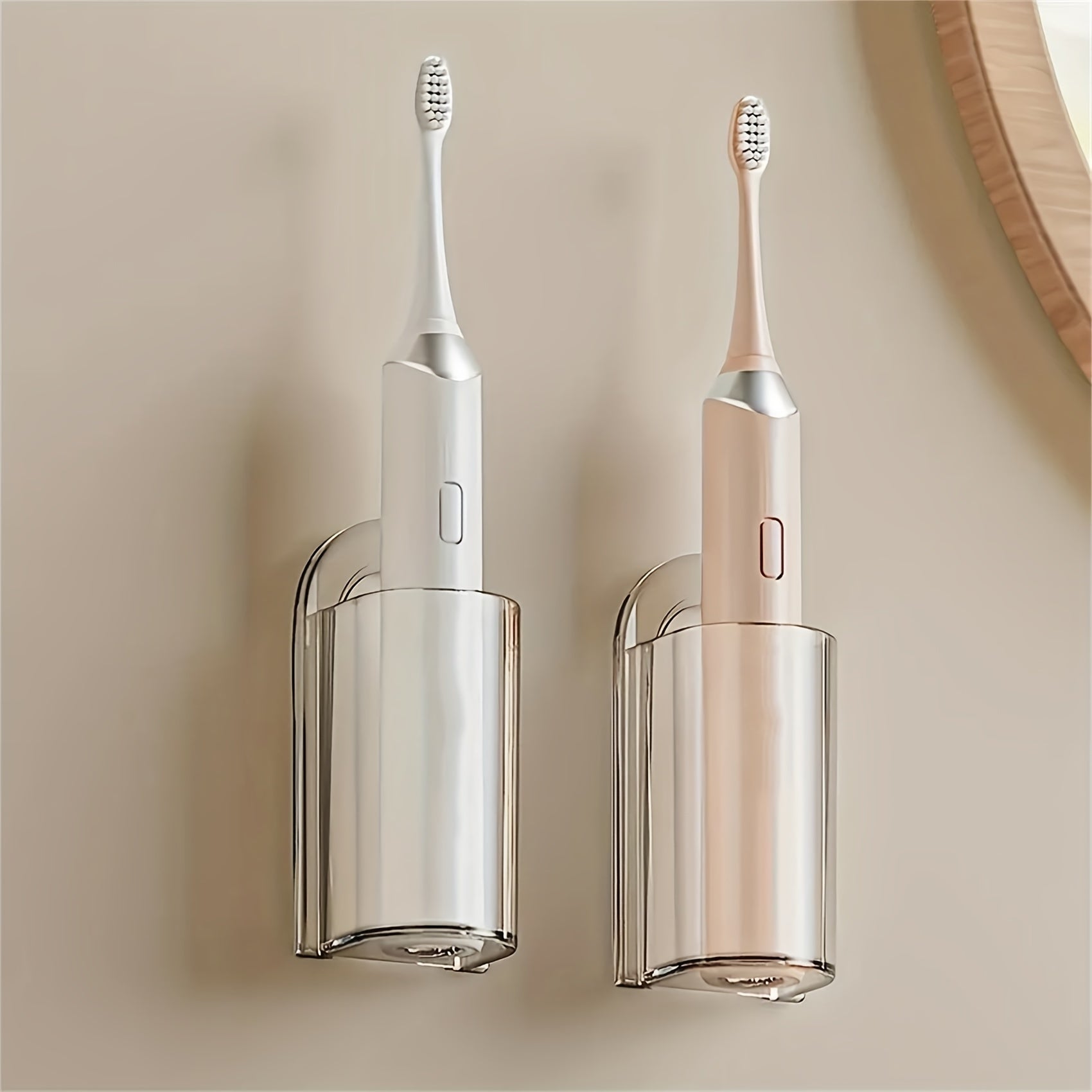 Porta cepillos de dientes de pared de acrílico autoadhesivo, organizador transparente para baño