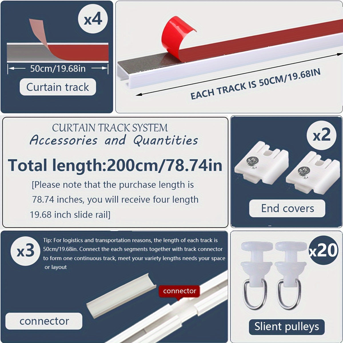 Red Self-Adhesive Bathroom Curtain Track with Silent Glide Nano Rail and Pulleys