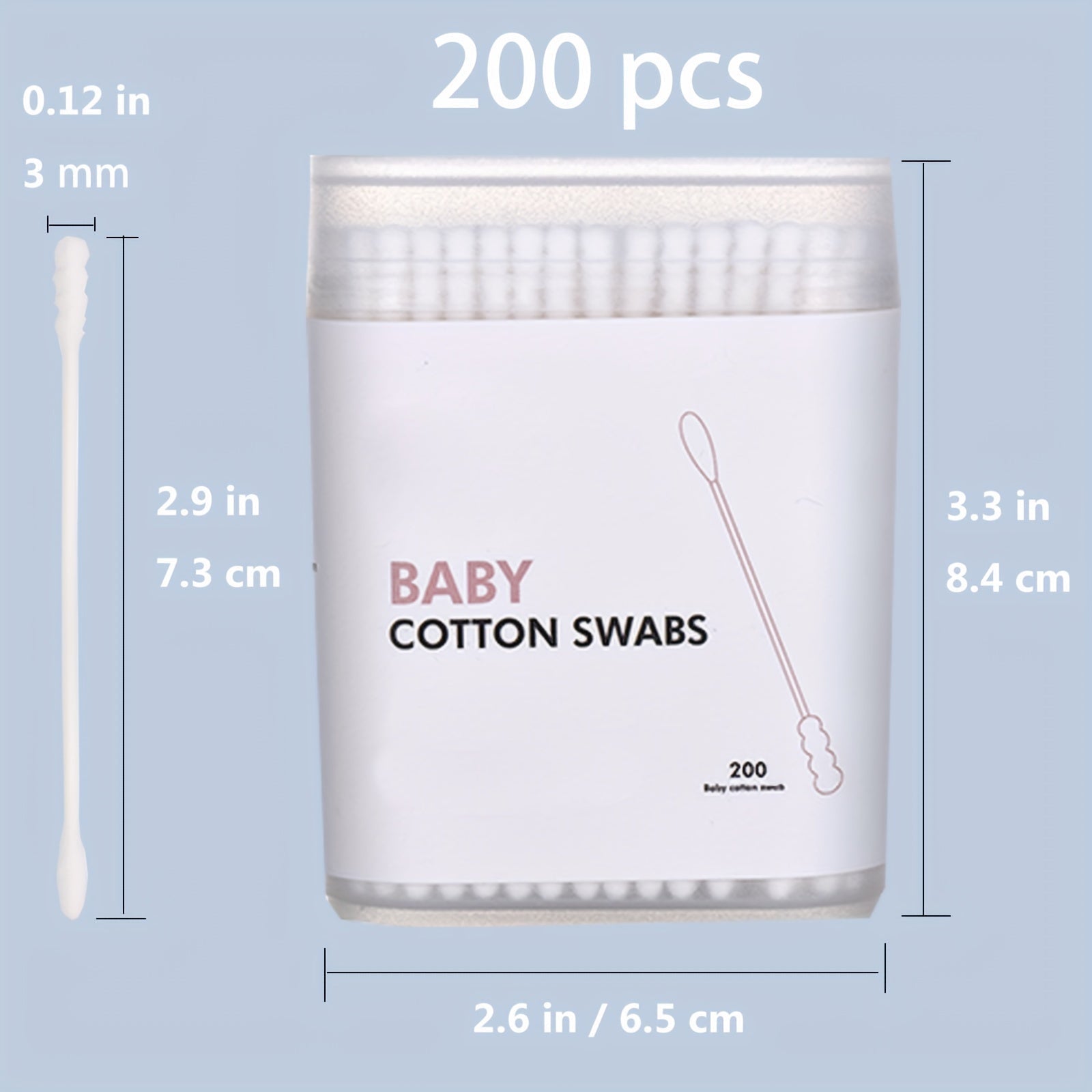 Baby Cotton Swabs 200 Pieces Organic Cotton Safe for Newborns and Kids