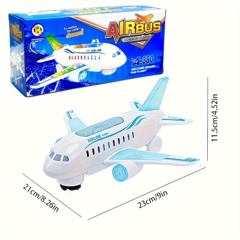 Interactive White Plastic Electric Toy Airplane with LED Lights and Sounds for Children Ages 3 and Up