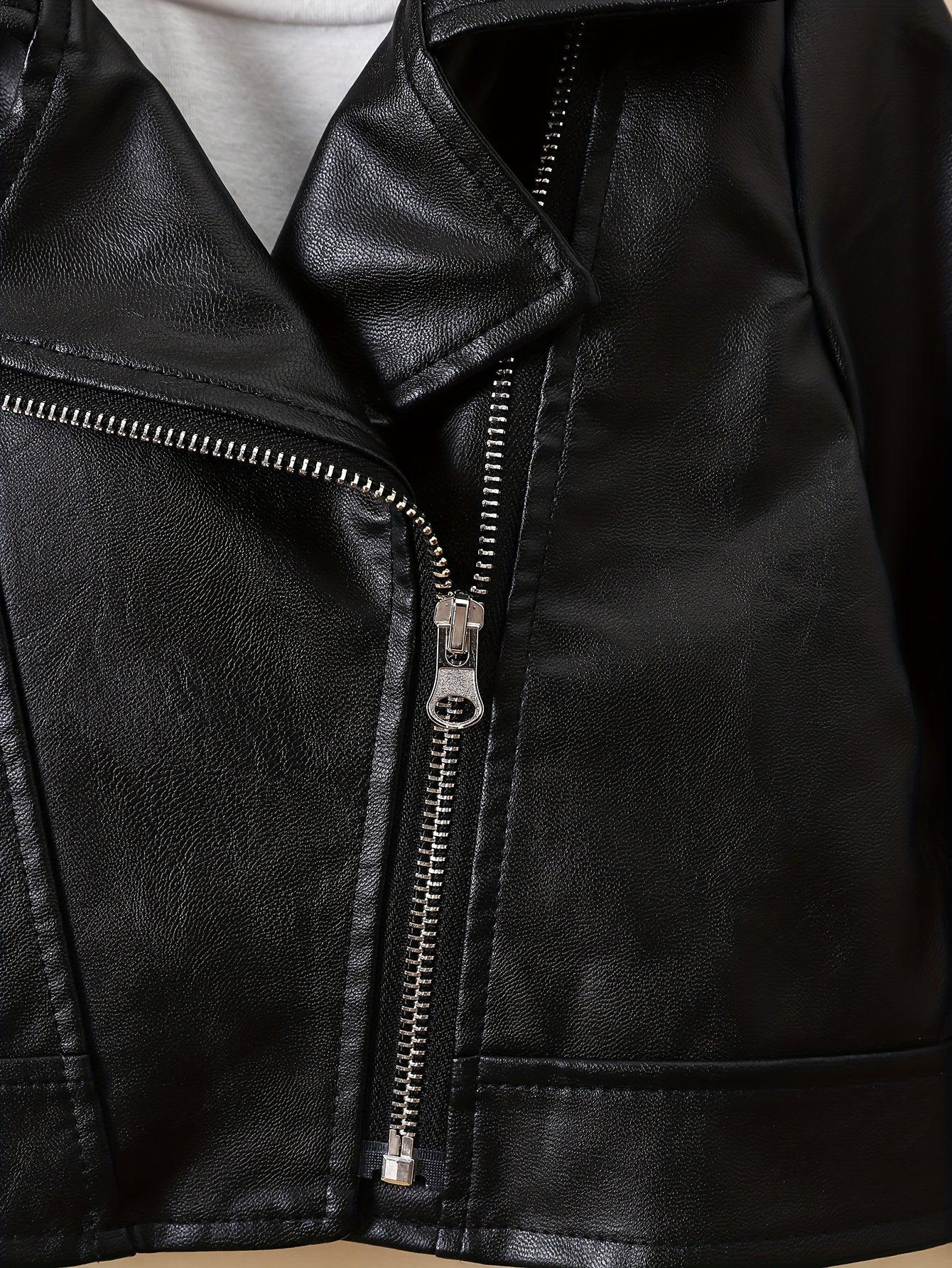 Kids' Long Sleeve Solid Color PU Jacket Fall Winter Regular Fit