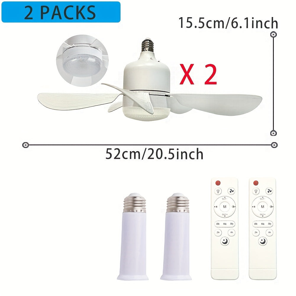 Silent LED Ceiling Fan with Light and Remote Control, Adjustable, E26/E27 Fittings