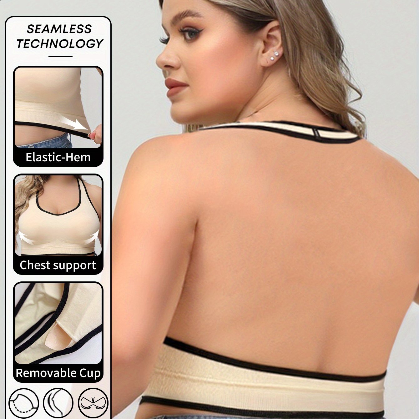 Women's Seamless Breathable Yoga Sports Bra with Chest Support