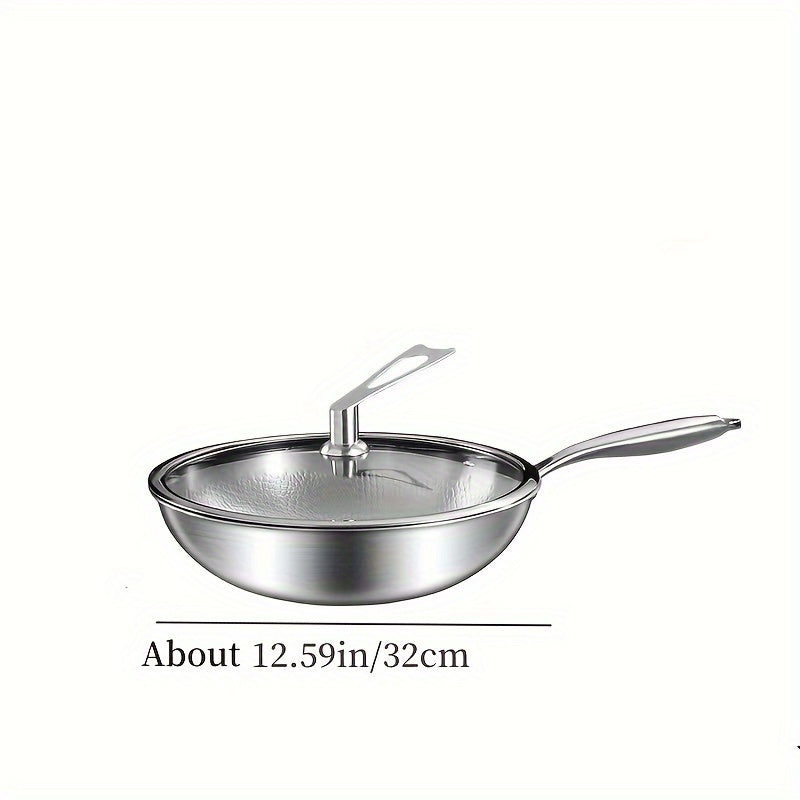 Titanium-Coated Multi-Ply Steel Wok with Hammered Surface for Induction and Gas Stoves