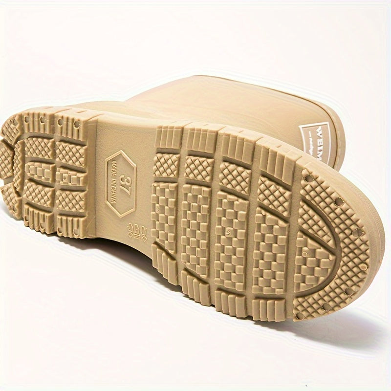 Women's Fleece-Lined Mid-Calf Rain Boots Waterproof Winter Snow Shoes