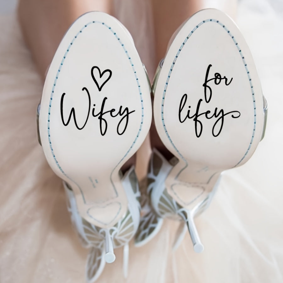 Wedding Shoe Decal Stickers Set for Bride and Groom White Black Adhesive Footwear Decoration