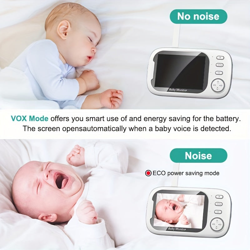 Baby Monitor with 720P HD Camera 8.89cm LCD Screen Night Vision Two-Way Audio Temperature Display
