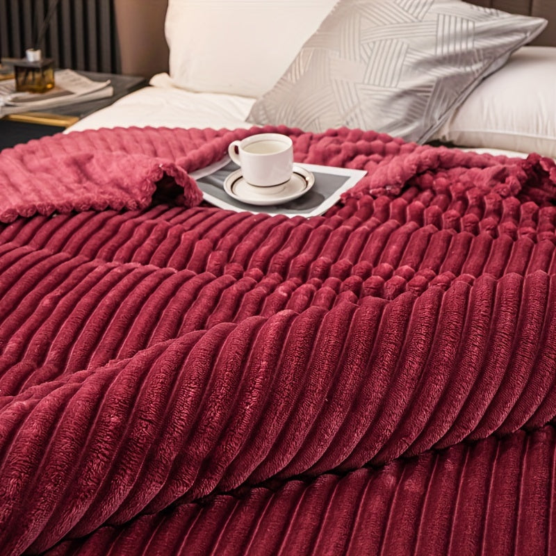 Plush Checkered Rabbit Fur Effect Blanket for Cold Nights and Cozy Snuggling