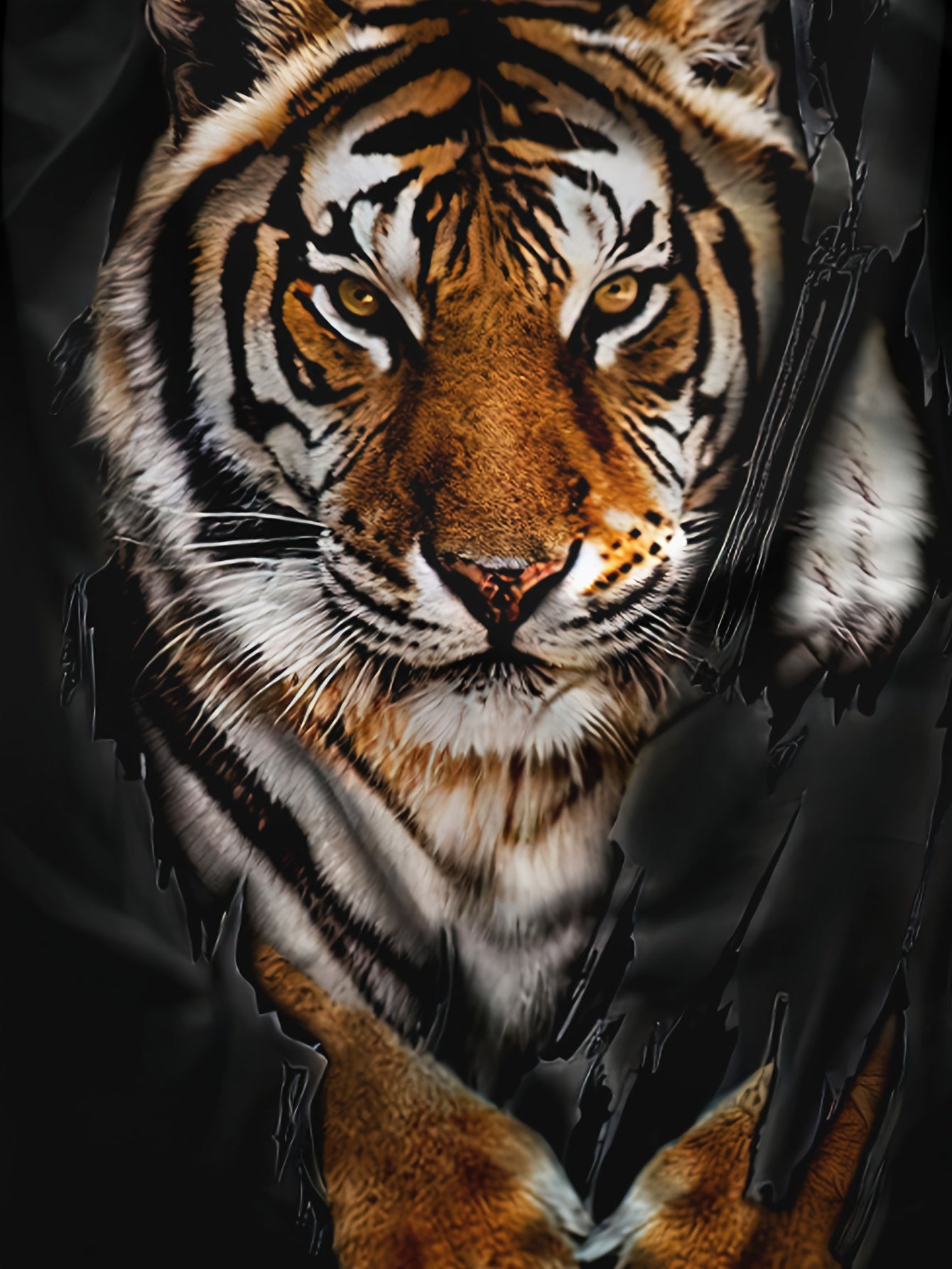 Plus Size Tiger Print Tunic Top Casual Open Front Long Sleeve Shirt for Spring Fall