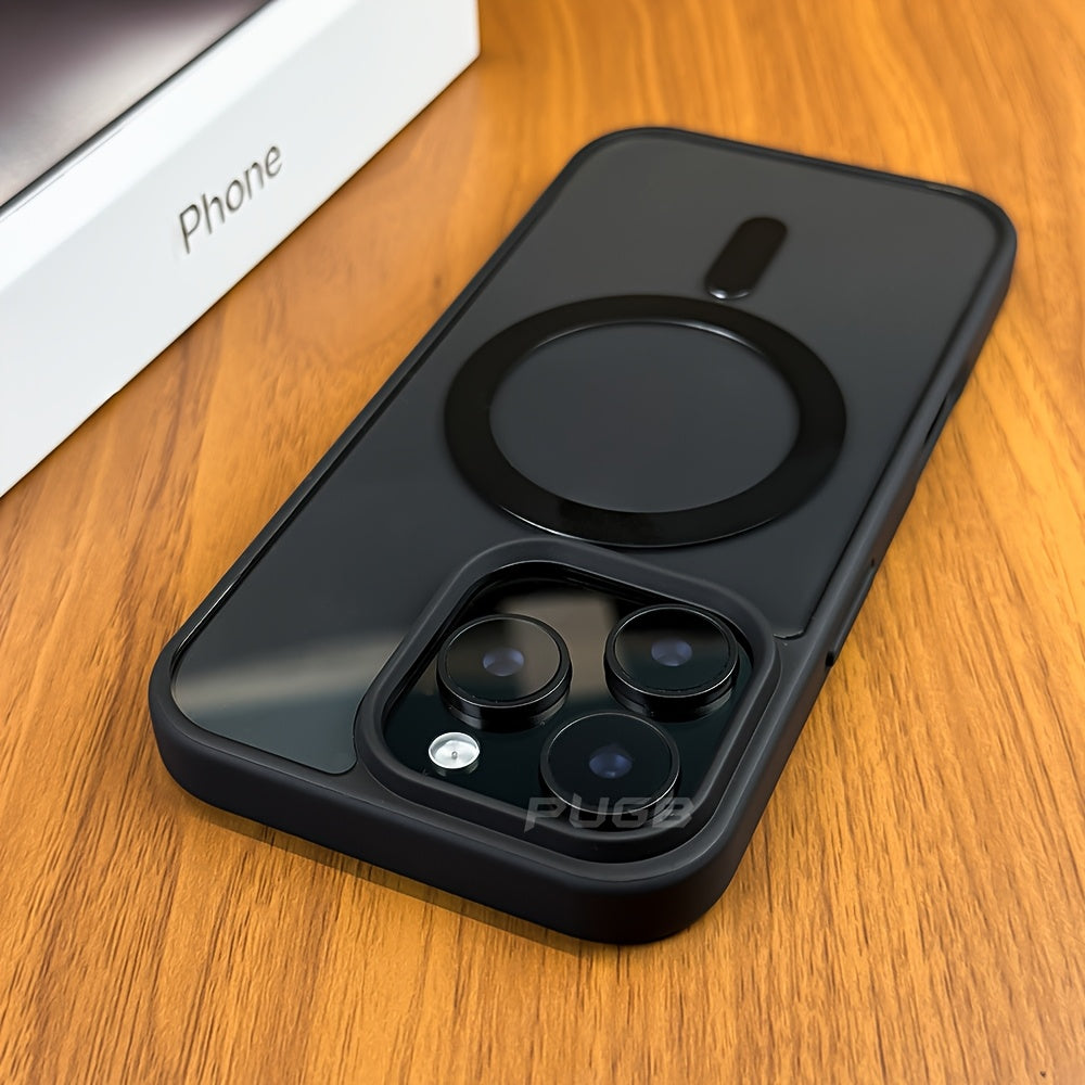 Acrylic Transparent Magnetic Phone Case for iPhone with Wireless Charging and Lens Protection