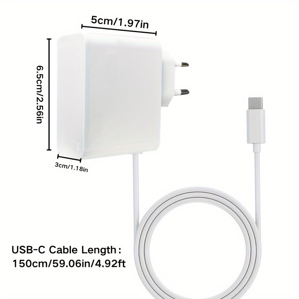 65W USB C GaN PD devor uchun zaryadlovchi, 150cm USB-C kabel bilan, noutbuklar va smartfonlar uchun