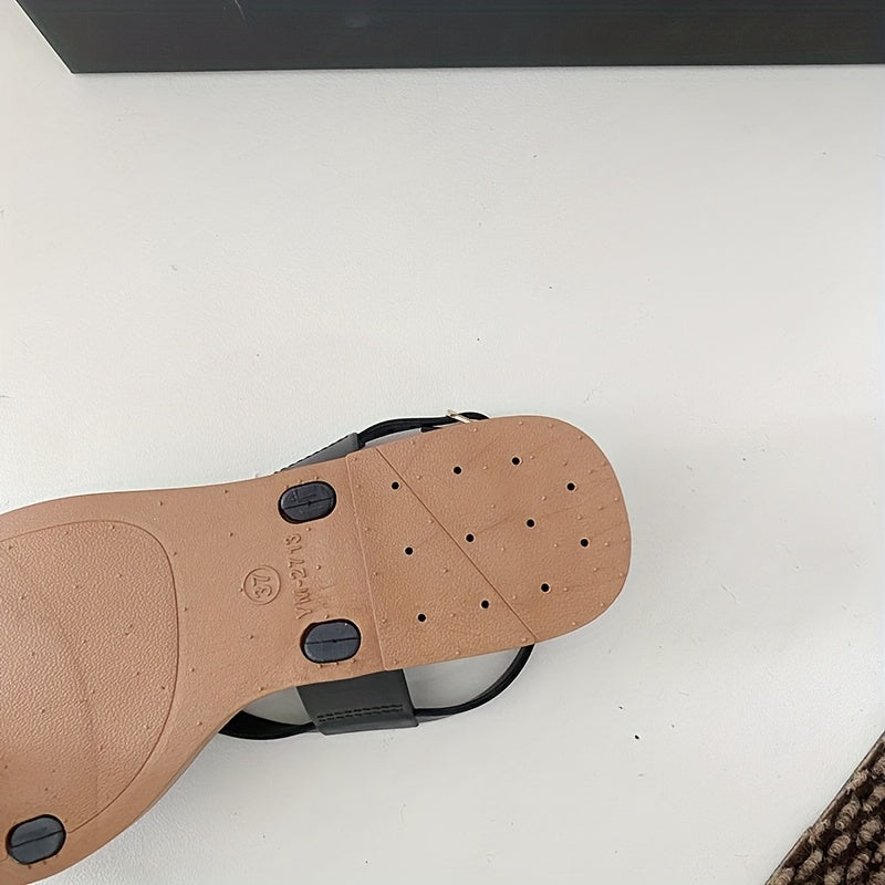 Women Roman Sandals PVC Strappy Summer Shoes Adjustable Ankle Strap