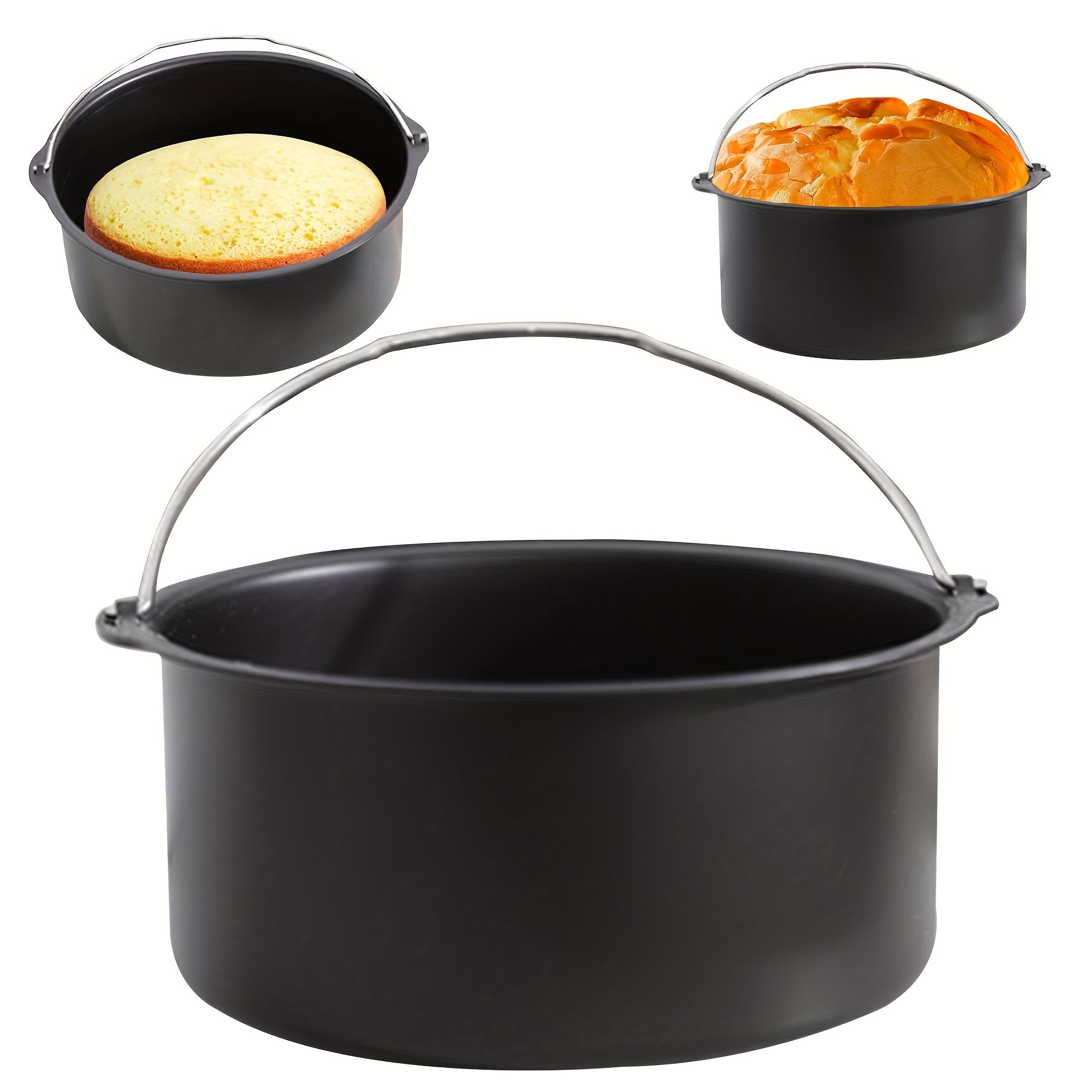 Medium 7-Inch Non-Stick Carbon Steel Air Fryer Baking Pan with Attachments