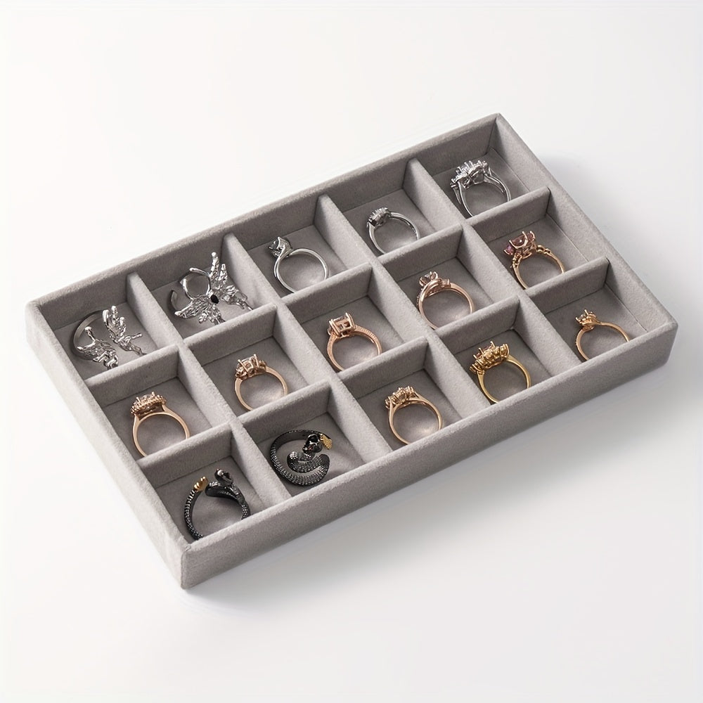 Nylon Light Grey Jewelry Tray 21x12.5cm Mini Ring Storage Box for Travel and Home