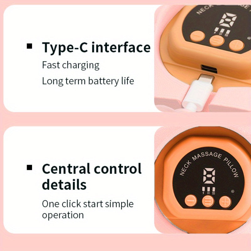 Corrector eléctrico de curvatura cervical con almohada de masaje vibratorio rosa y pulsación de presión caliente