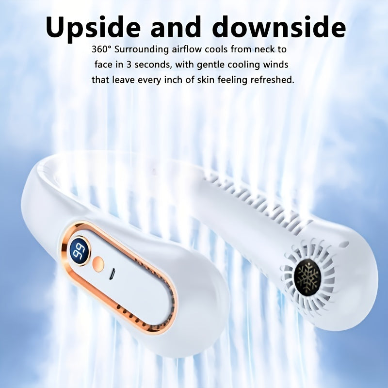 Women’s Summer Neck Fan Rechargeable USB Portable Lightweight Digital Display