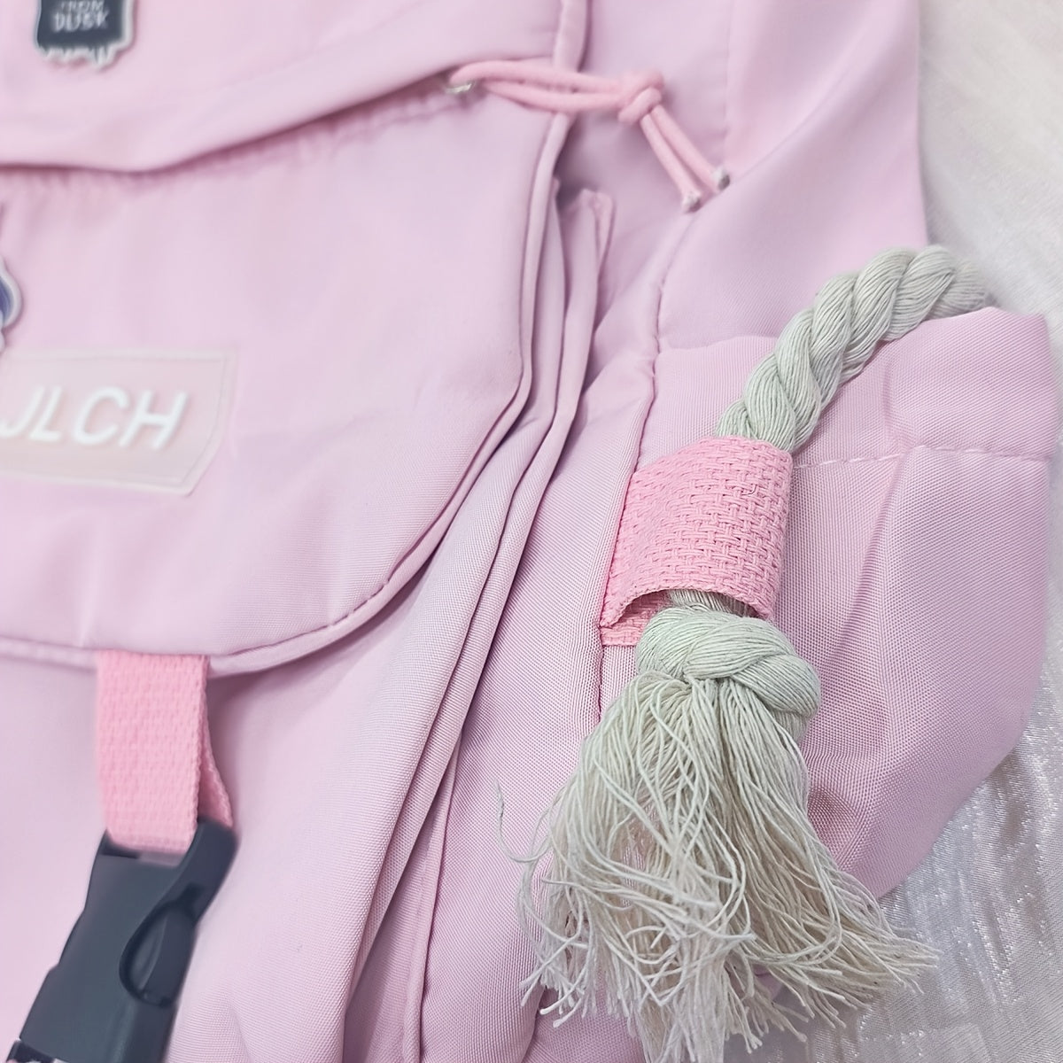 Unisex Canvas Shoulder Bag with Adjustable Strap for School Travel and Daily Use in White Pink Blue Black