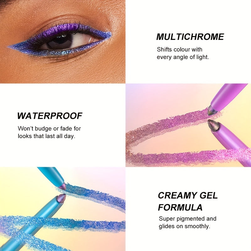 Women Color-Shifting Eyeshadow and Eyeliner Stick Waterproof Long-Lasting Vibrant Orange Pink Purple Green