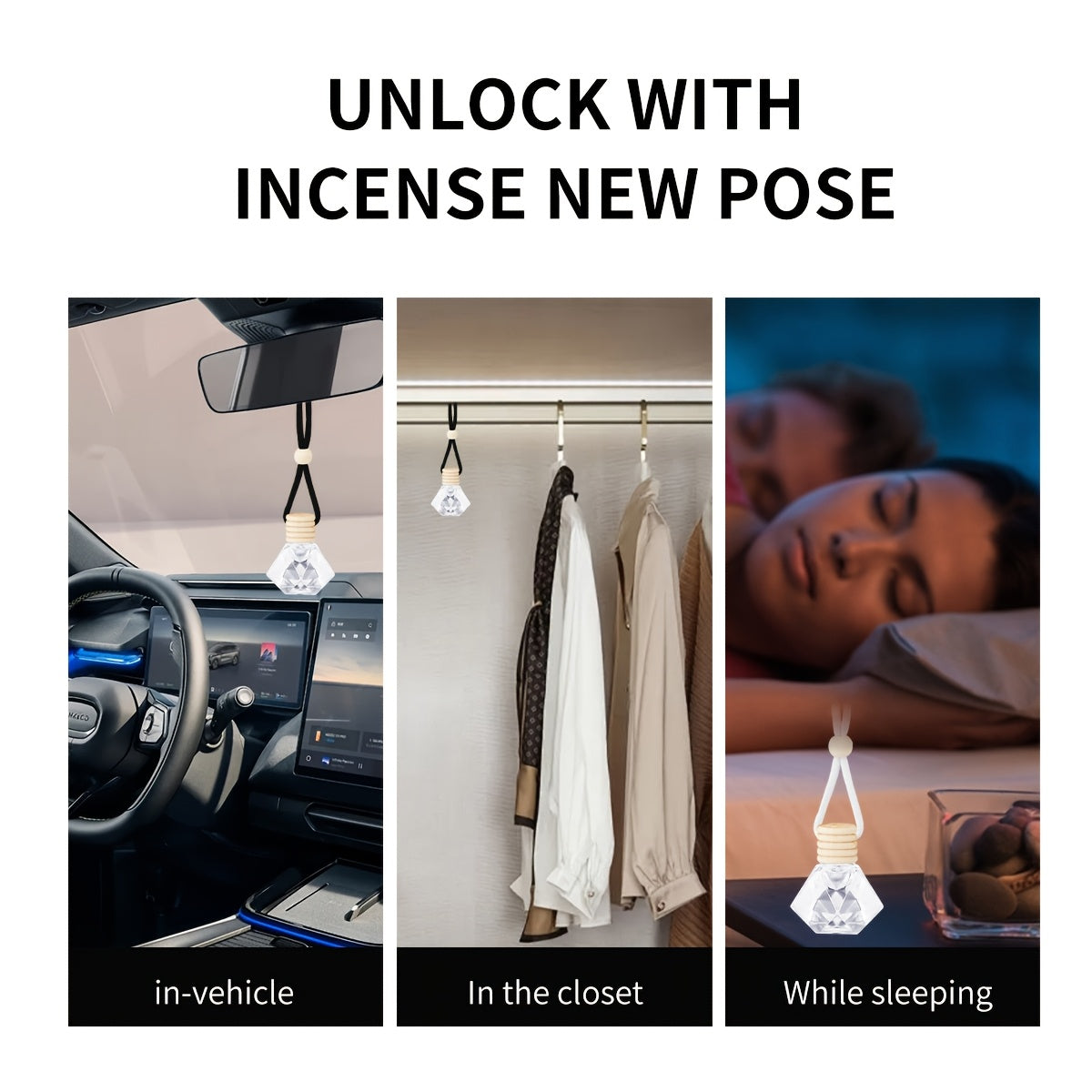 Set of 4 Long-Lasting Car Air Fresheners with Essential Oils and Perfume Champagne Floral Scents Alcohol-Free