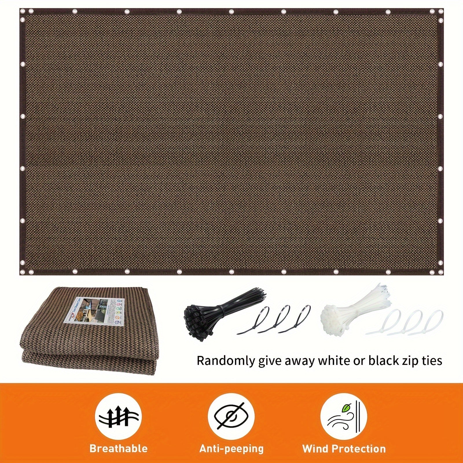 Outdoor Privacy Screen Fence Windproof Sun Protection Decorative Wall Mounted Barrier Black or White Ties Included