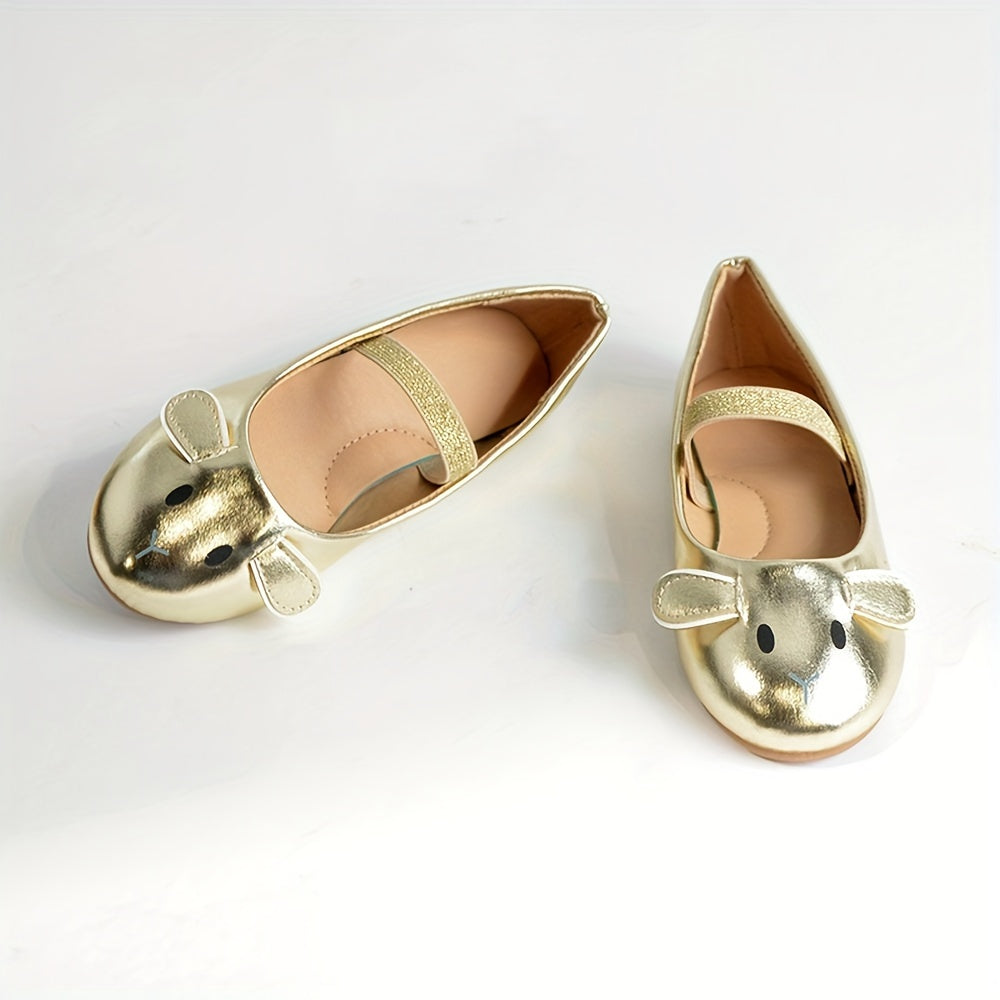 Girls Women Cartoon Rabbit Mary Jane Shoes Breathable Non-Slip Flats with Elastic Closure