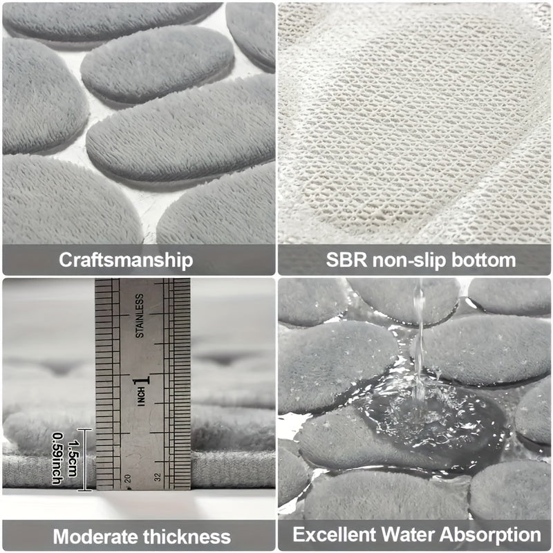 Alfombra de baño curva Pebble antideslizante, absorbente y de secado rápido