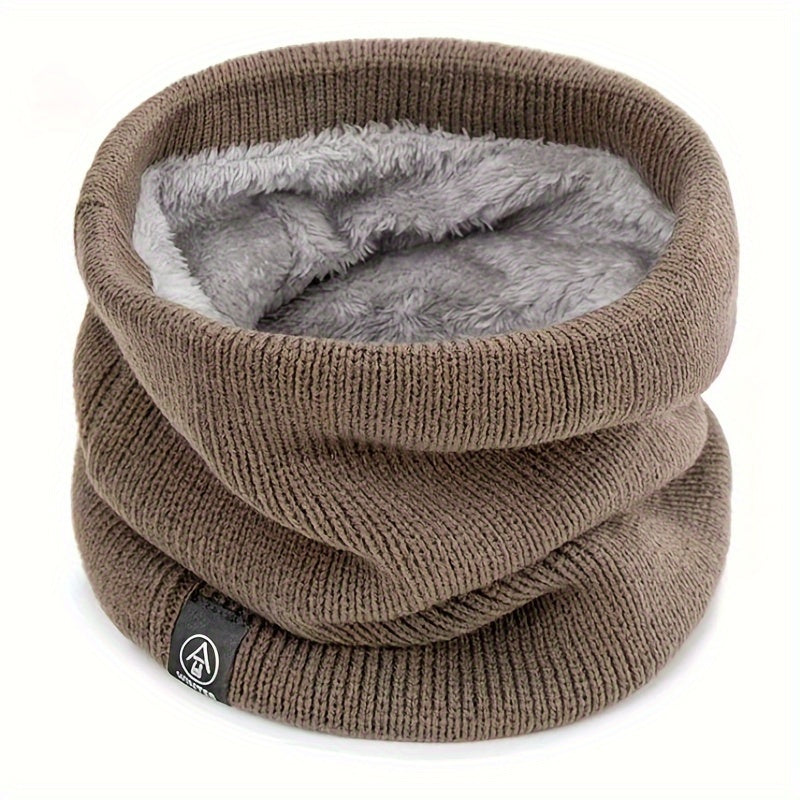 Winter Knitted Scarf for Men Women Cozy Neck Cover with Plush Lining