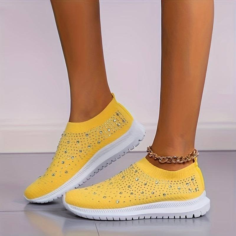 Women's Solid Color Round Toe Slip-On Casual Sneakers All-Season Fabric