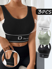 Plus Size Sports Bra 3-Pack Backless Wire-Free Padded Yoga Running