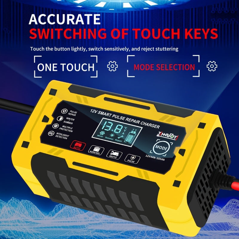12V 24V 6A avtomatik batareya quvvatlantiruvchi, avtomobil, yuk mashinalari va mototsikl uchun harorat kompensatsiyasi bilan