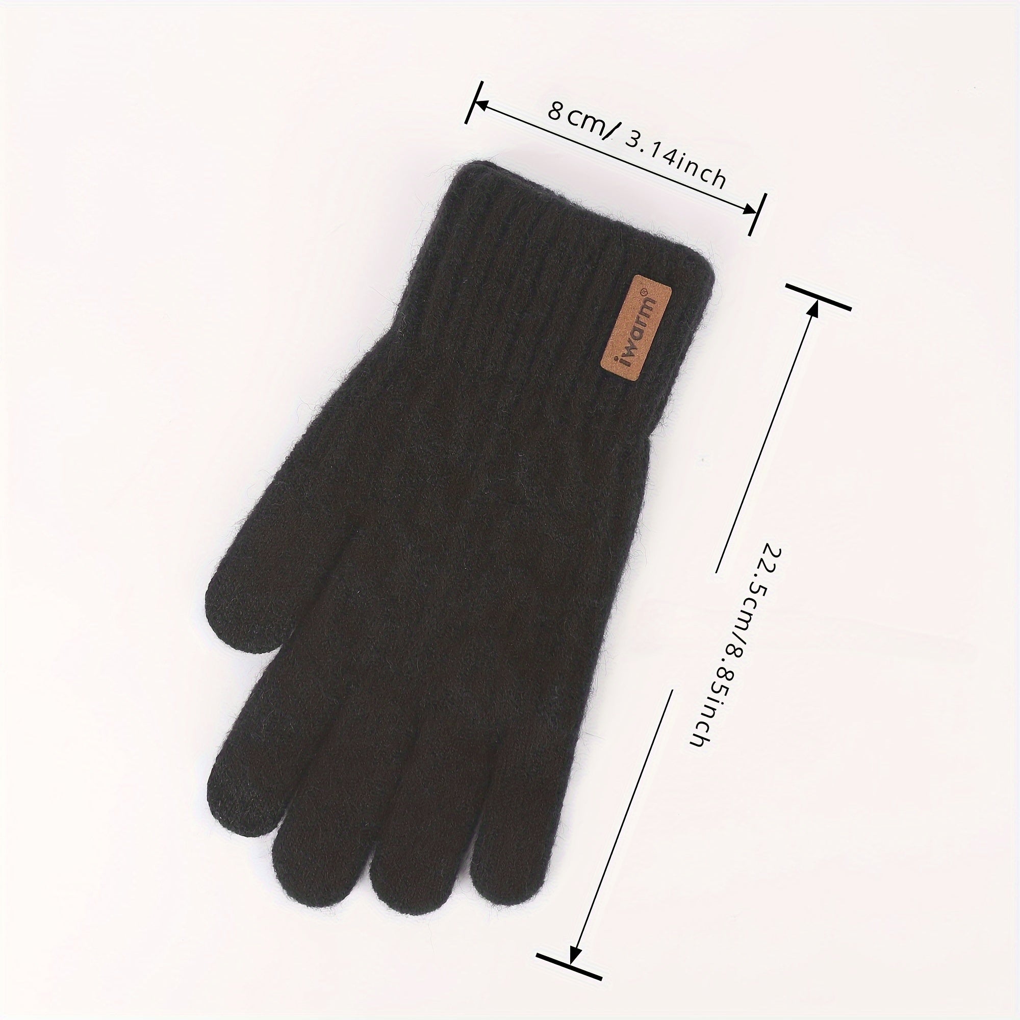 Alpaca Fleece Touchscreen Gloves Warm Ribbed Knit Cold-Resistant for Winter Men Women