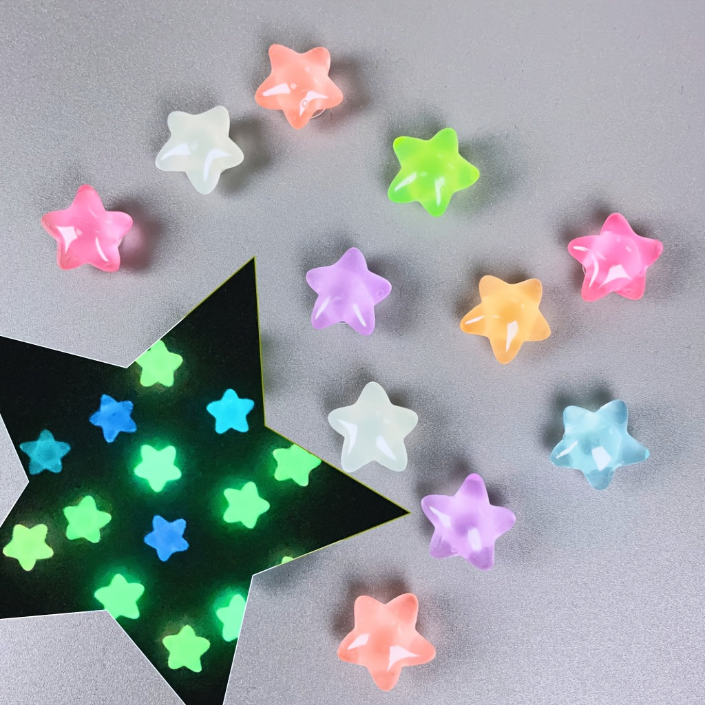 Unisex ABS Glow-in-the-Dark Five-Pointed Star Shoe Charm Set Colorful Wearable