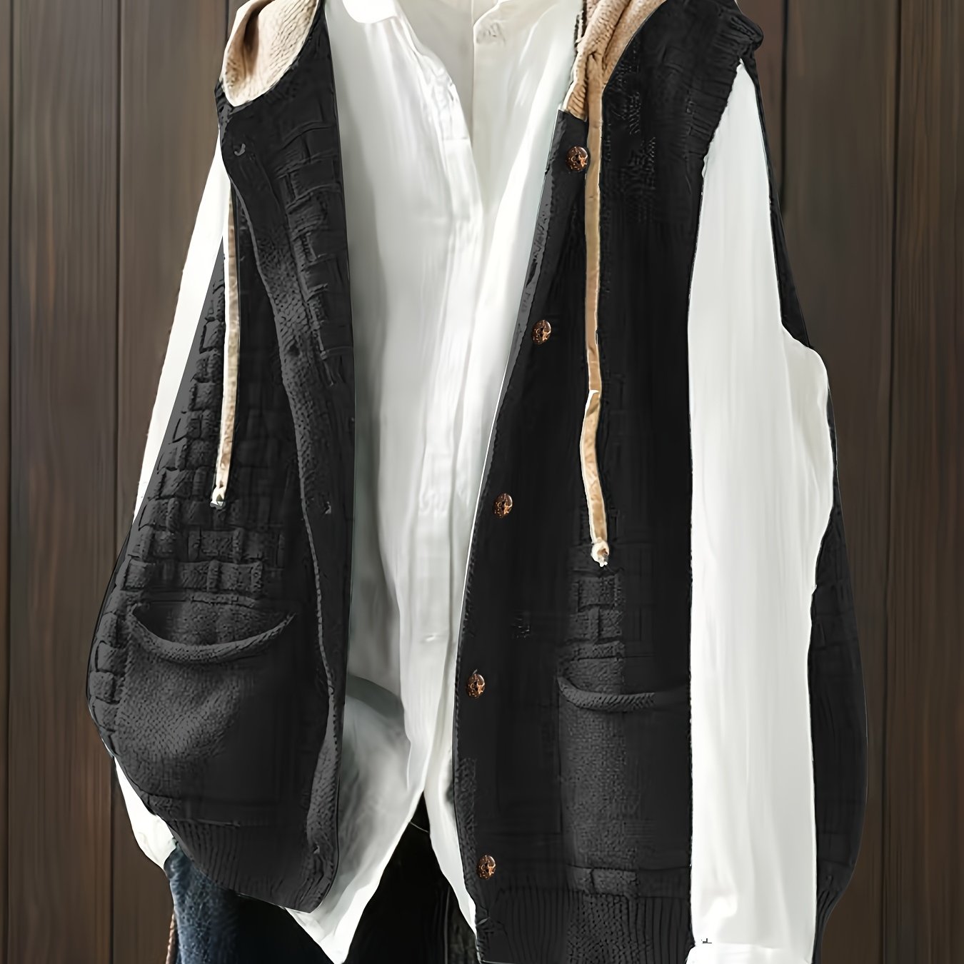 Women's Plus Size Knit Cardigan Vest Black Classic Layering