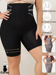 ayollarga mo‘ljallangan shovqinli yuqori belli qorin nazorati shapewear shorti, kattaroq o‘lcham