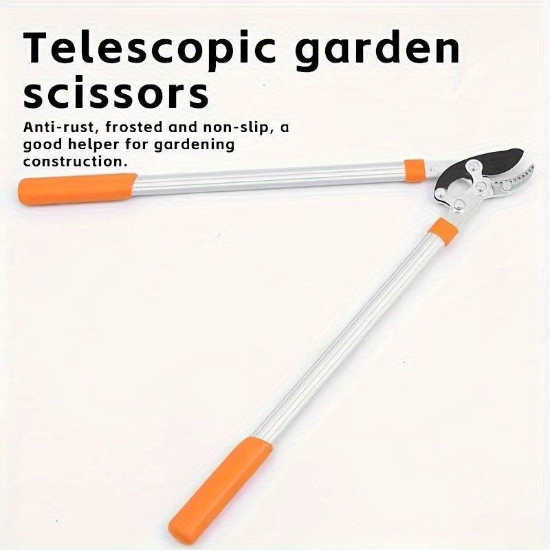 Heavy-Duty Garden Pruning Shears with Long Alloy Steel Blade and Orange Handles