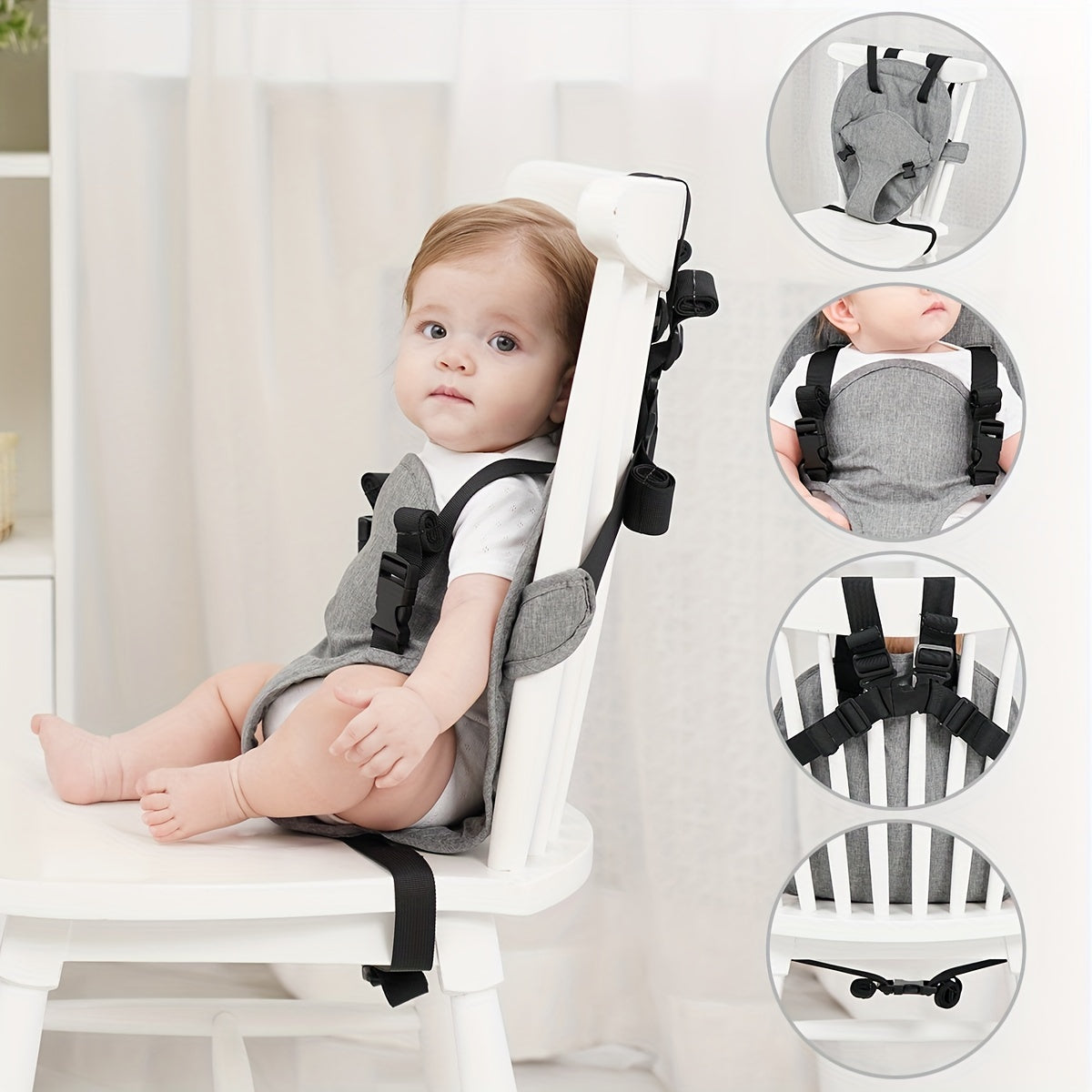 Child Safety Harness for Portable High Chair Adjustable Straps Phthalate-Free Seat