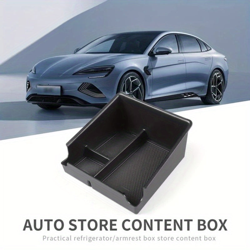 Center Console Armrest Storage Box for EV Black Tidy Organizer