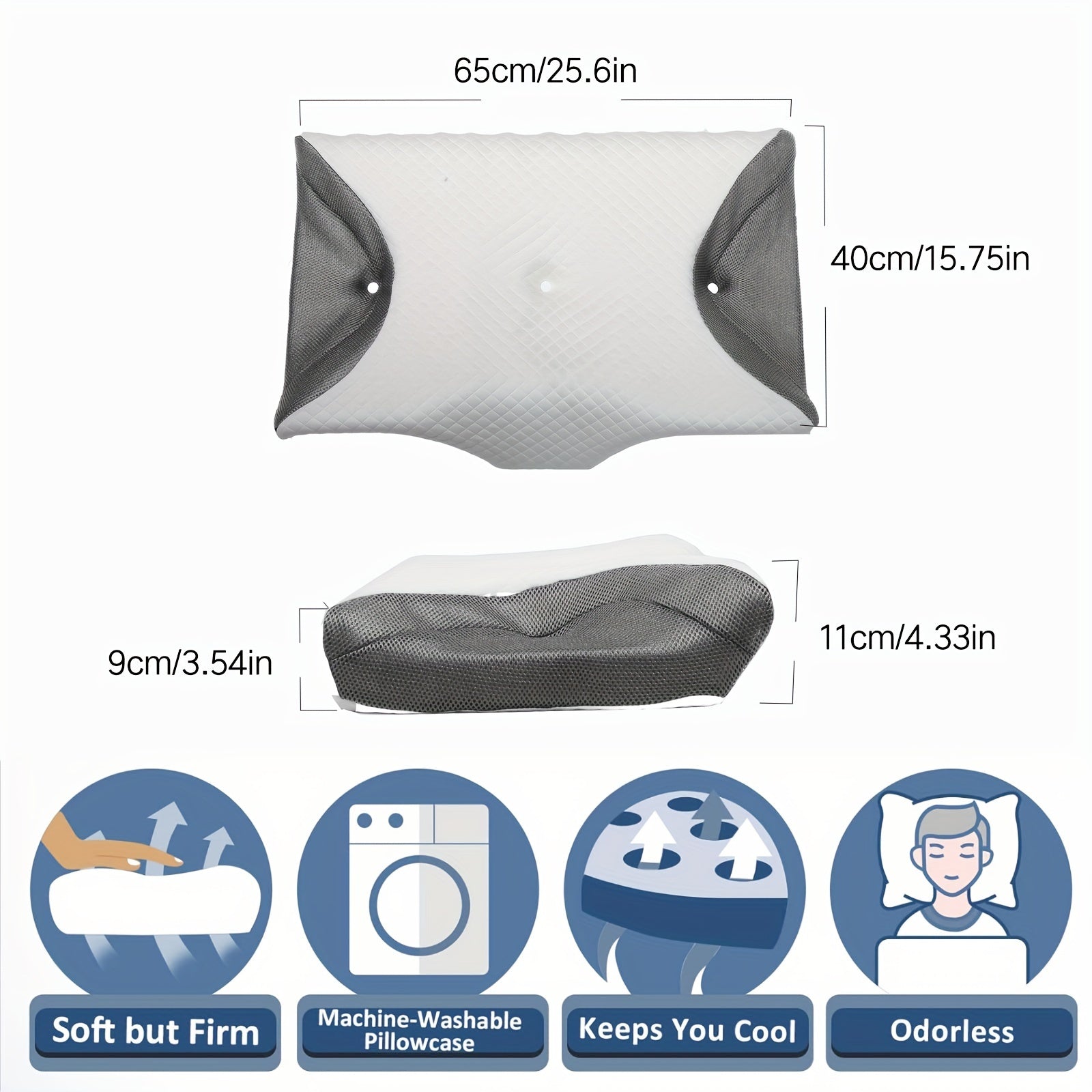 Almohada de espuma viscoelástica para durmientes de lado, almohada cervical para apnea del sueño y uso con CPAP