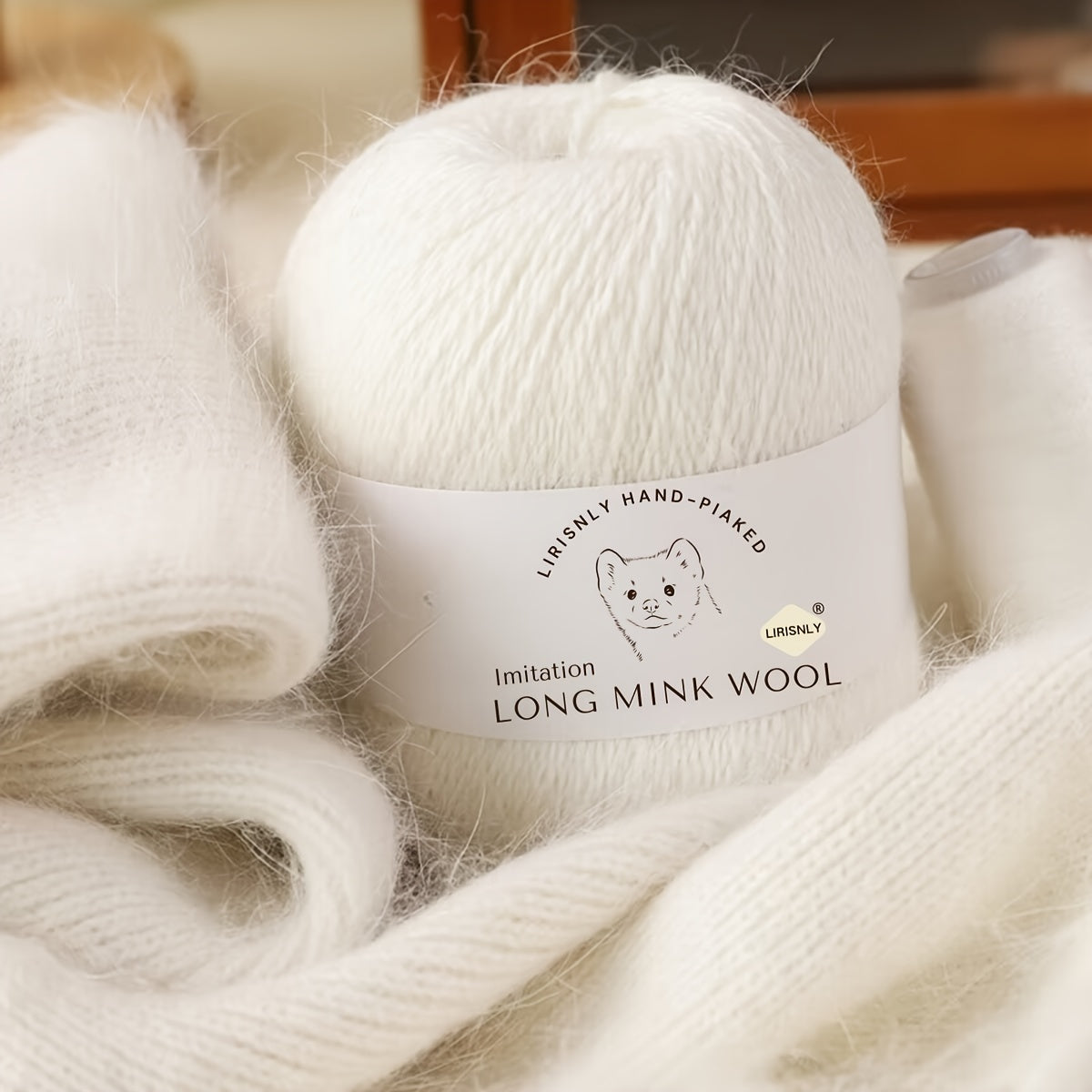 Multicolor Faux Mink Wool and Long Wool Knitting Yarn Set for Scarves Sweaters Hats 280g