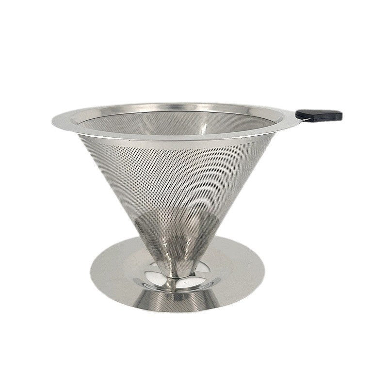 Stainless Steel Coffee Dripper with Base Reusable Portable Mesh Strainer Brewer