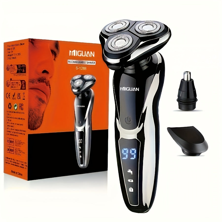 Men's Electric Razor with Nose Hair Trimmer Digital Display Rechargeable Lithium Battery