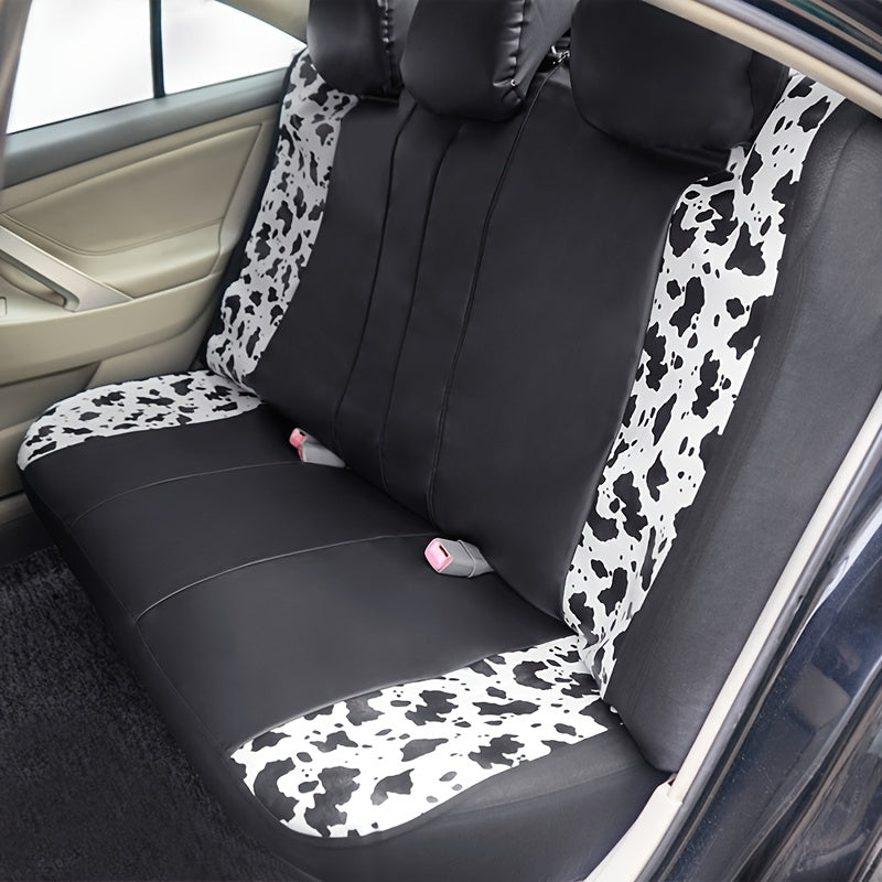 9-Piece Synthetic Leather Car Seat Covers Universal Cow Pattern for All Seasons