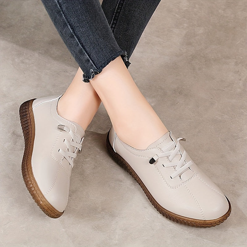 Women's Flat Oxfords Casual Lace-Up Microfiber Leather Sole for Daily Wear