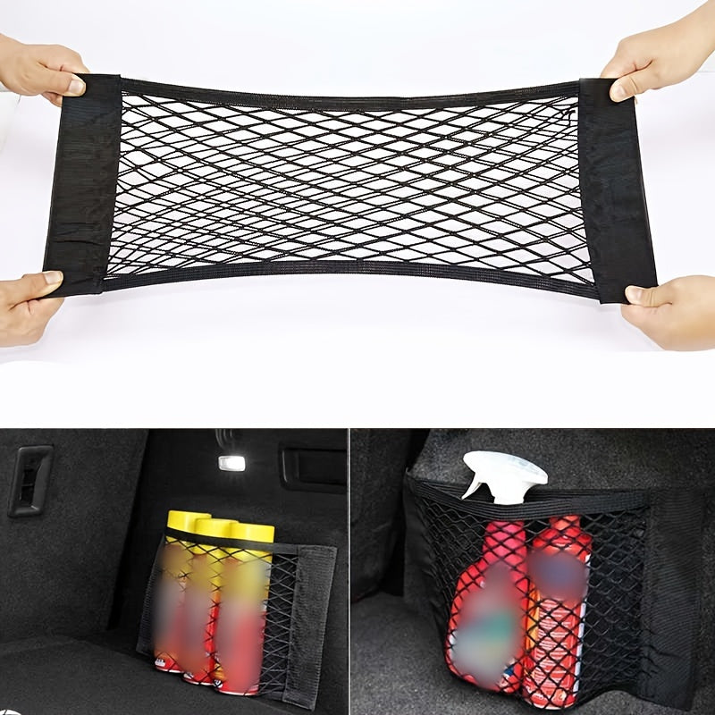Universal Car Seat Back Storage Bag with Elastic Rope Net Organizer